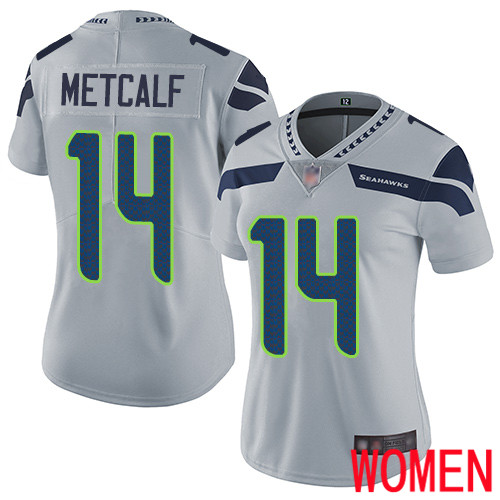 Seattle Seahawks Limited Grey Women D.K. Metcalf Alternate Jersey NFL Football #14 Vapor Untouchable->women nfl jersey->Women Jersey